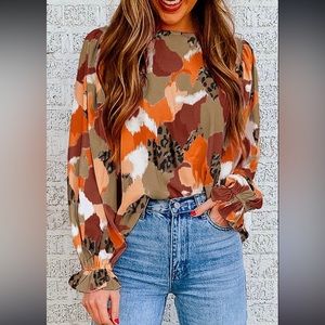 Gorgeous Abstract Multi Color Mix w/ Animal Print Blose